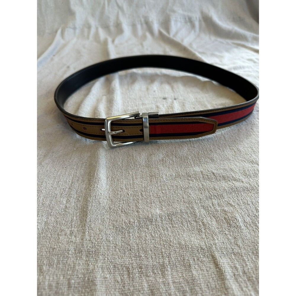 Men's Preppy Reversible Ribbon Belt Red and Blue 41 inches